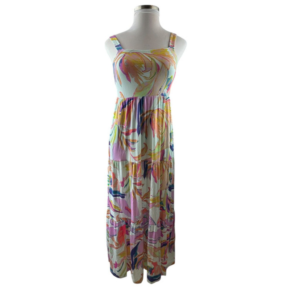 Soma Wknd Soft Jersey Trapeze Maxi Bra Dress Tiered in Fresh Tropical Medium - Picture 2 of 16